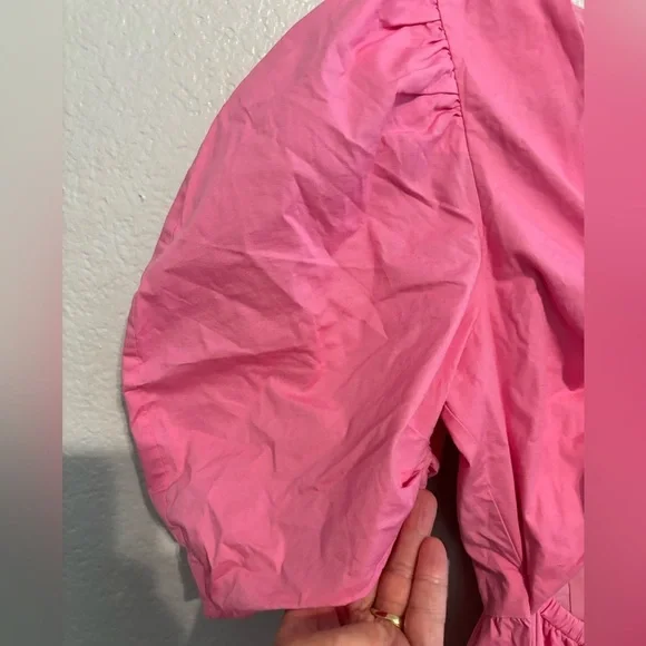 NWOT WAYF Pink Peggy Cutout Puff Sleeve Midi Dress Size Small - Picture 6 of 7